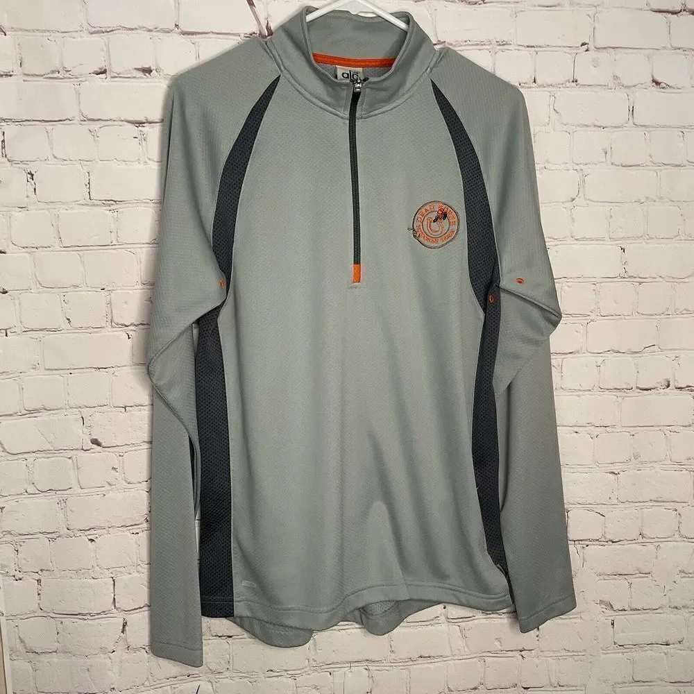 ALO Coolfit‎ Mens Small S Shirt Pullover 3/4 Zip Gray  Activewear Long Sleeve